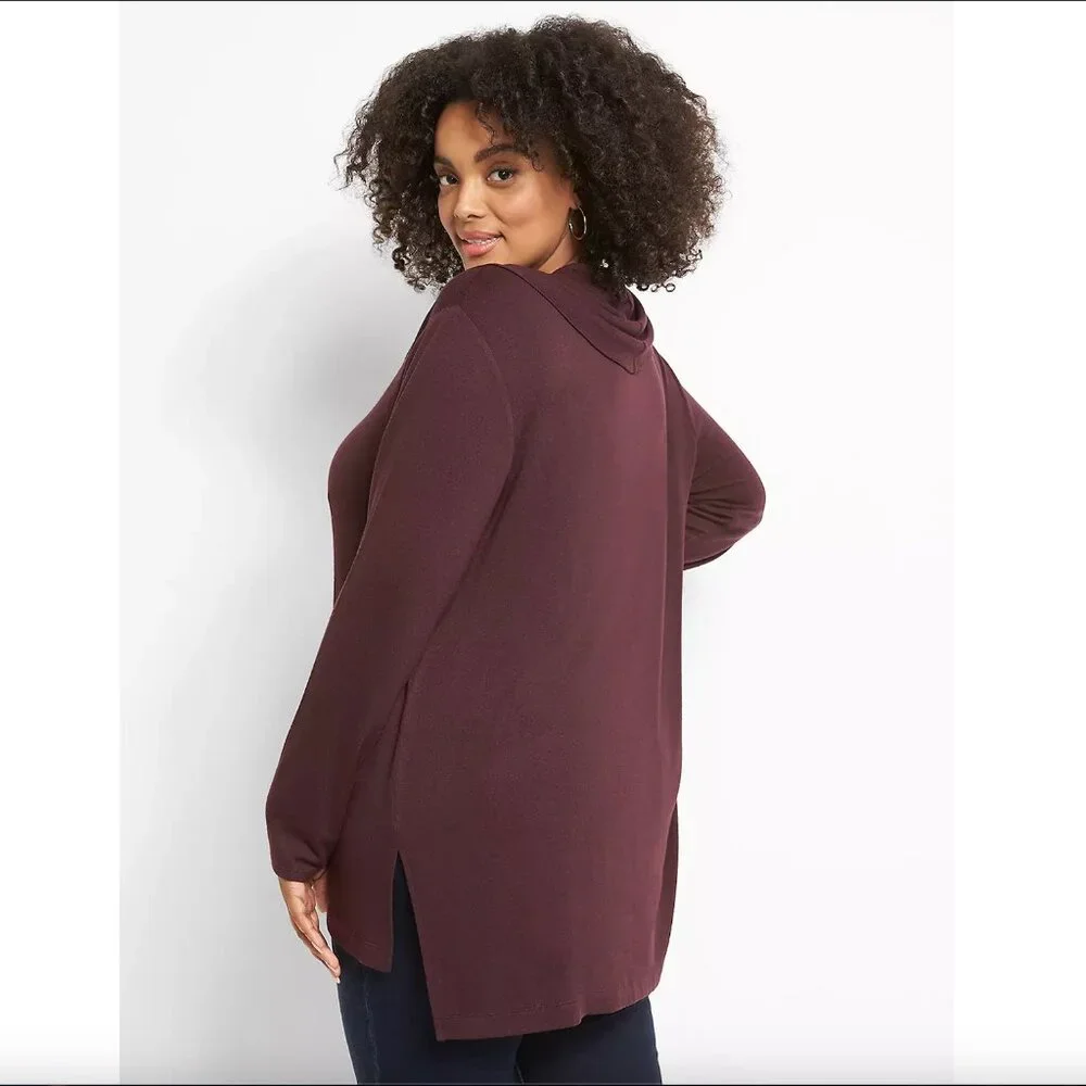 Lane Bryant Knit Cowl Neck Sweater -Merlot Color- Size 34/36
